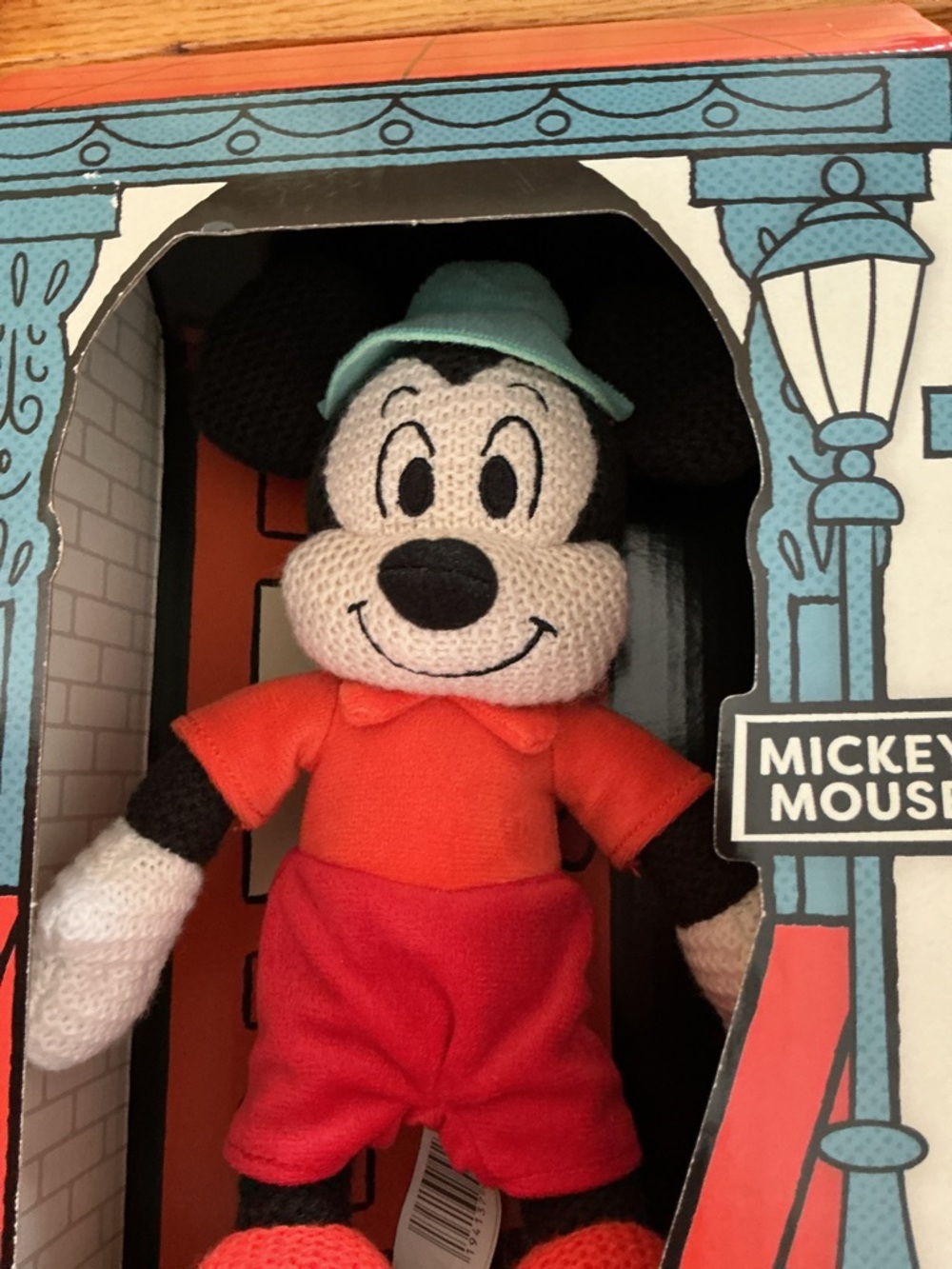 Disney Mickey Mouse Plush in Red Outfit with Teal Hat